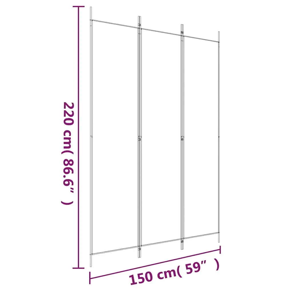 3-Panel Foldable Room Divider Screen in Black