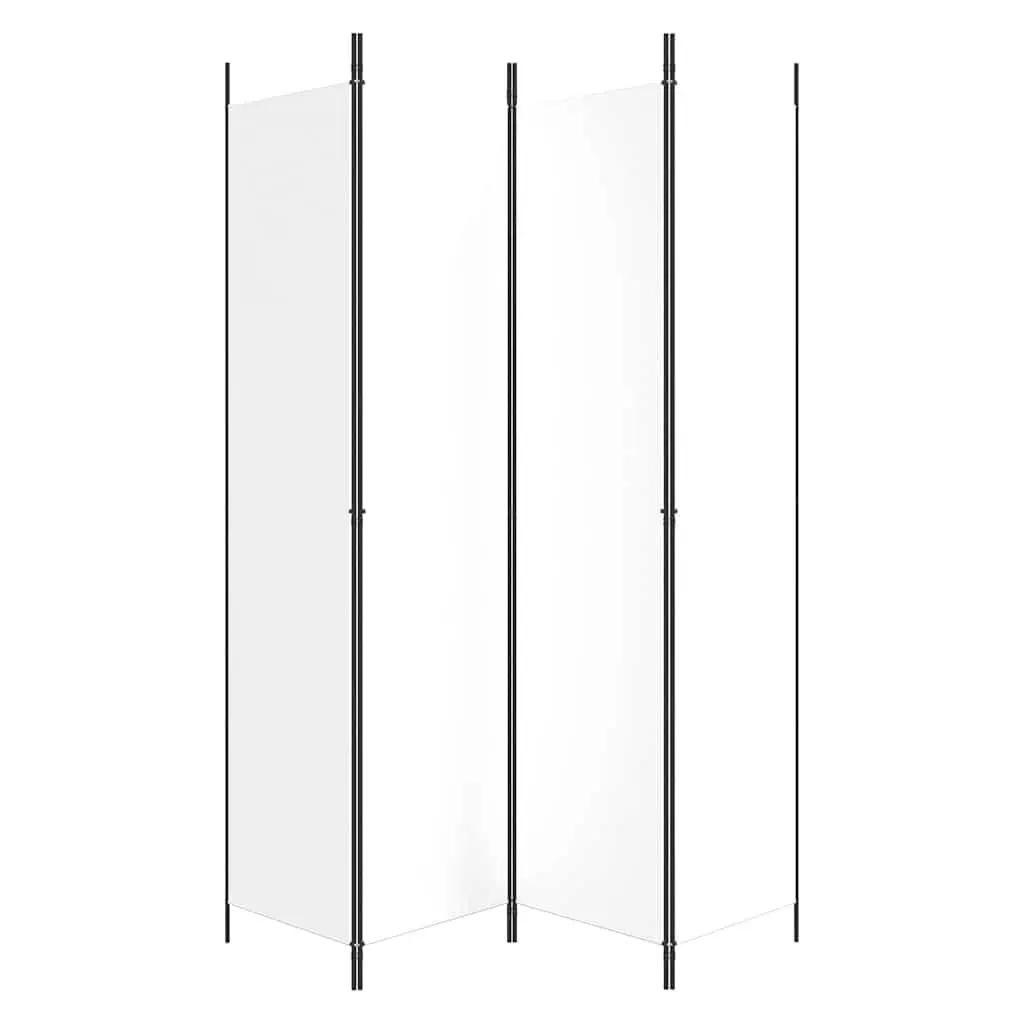 4-Panel White Room Divider with Fabric Finish