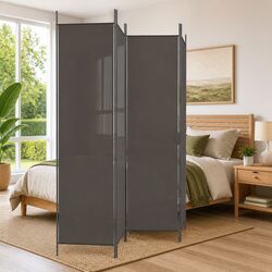 Sturdy 4-Panel Anthracite Room Divider Fabric Screen