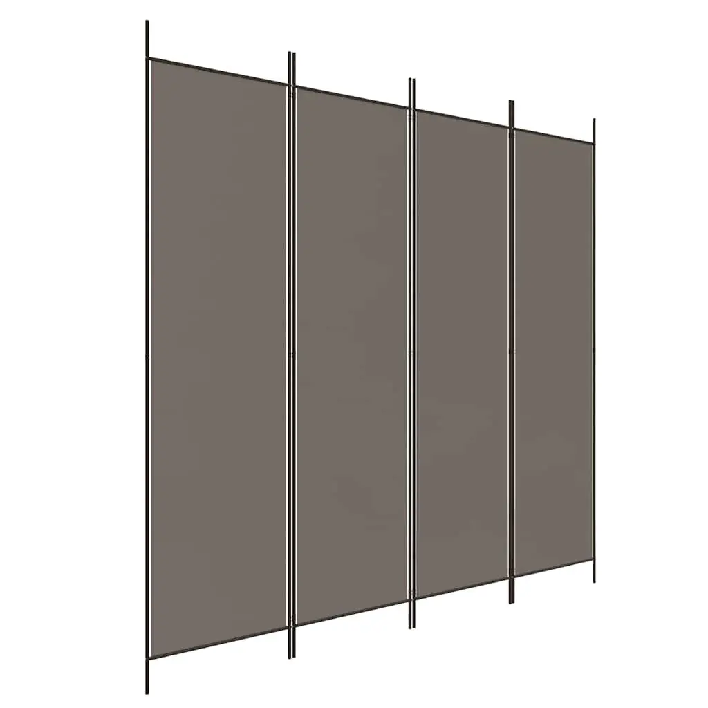 4-Panel Anthracite Room Divider Fabric Screen