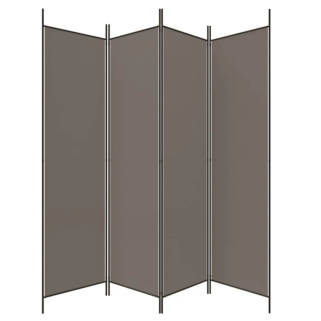 4-Panel Anthracite Room Divider Fabric Screen