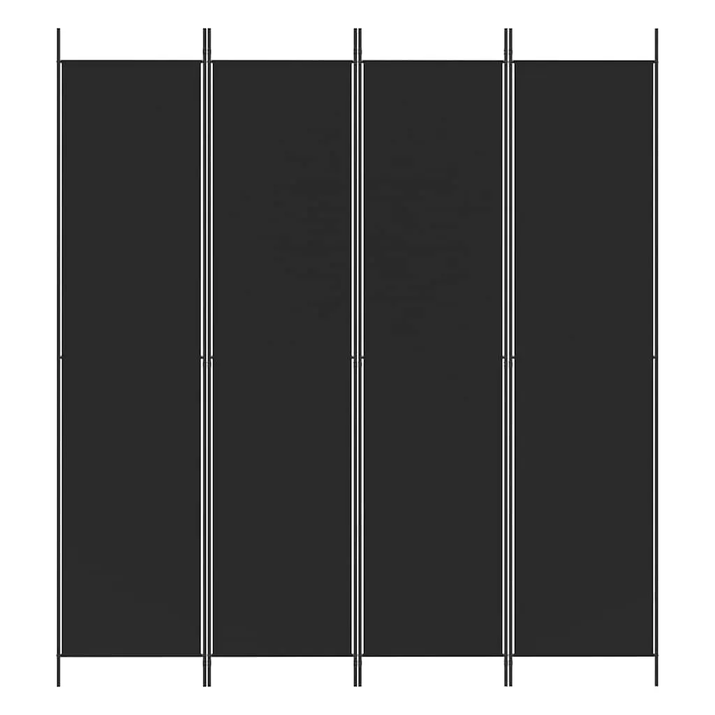 4-Panel Black Fabric Room Divider 200x220 cm