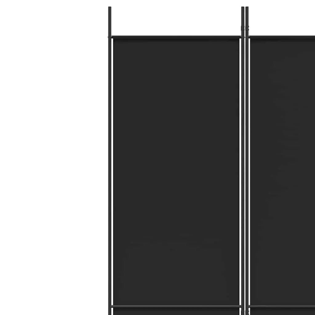4-Panel Black Fabric Room Divider 200x220 cm