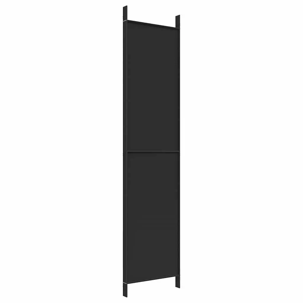 4-Panel Black Fabric Room Divider 200x220 cm