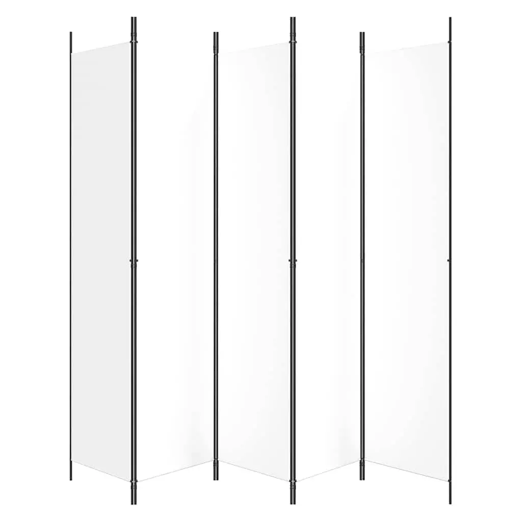 5-Panel Room Divider Screen in White Fabric