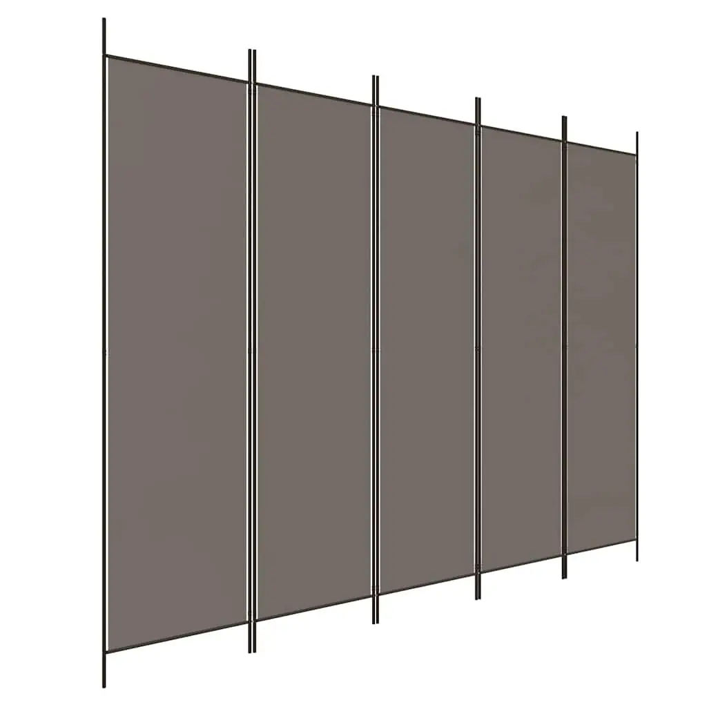 5-Panel Room Divider Fabric Anthracite Foldable Screen Partition