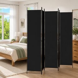 Premium 5-Panel Black Room Divider with Foldable Design