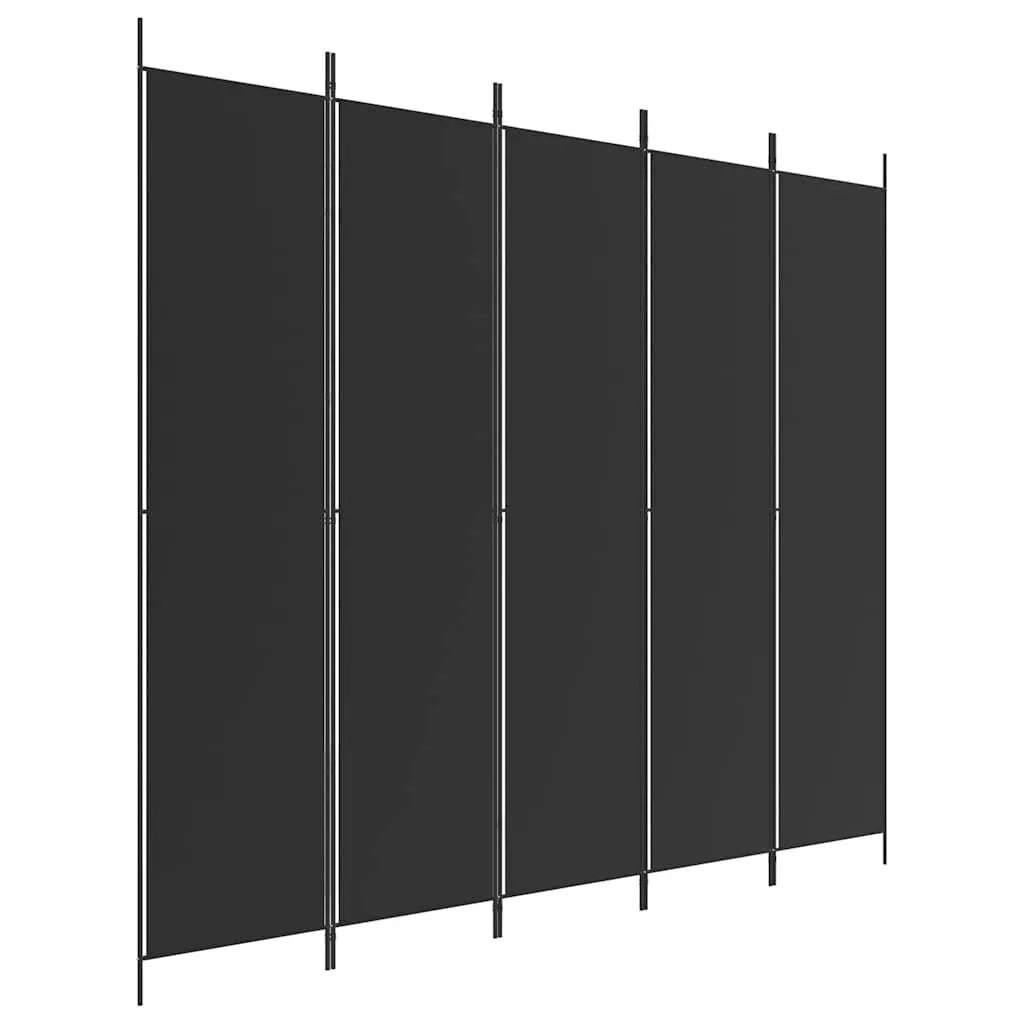 Room Divider Screen 5-Panel Foldable Privacy Partition Black 250x220 cm Fabric