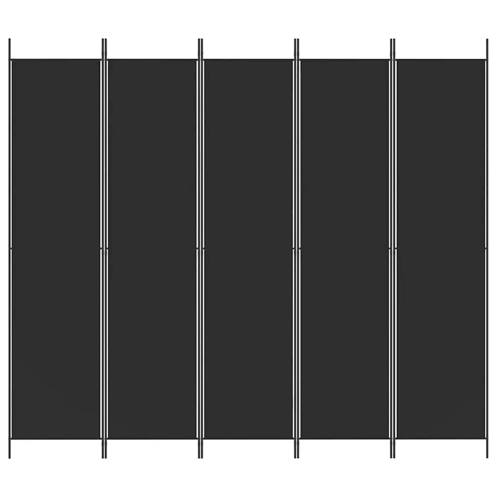 Room Divider Screen 5-Panel Foldable Privacy Partition Black 250x220 cm Fabric