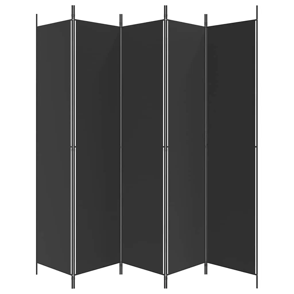 Room Divider Screen 5-Panel Foldable Privacy Partition Black 250x220 cm Fabric