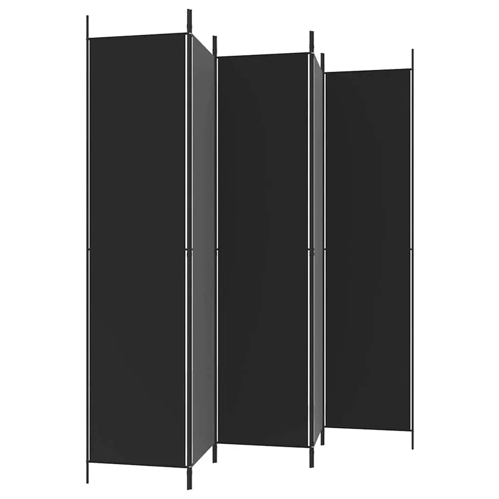 Room Divider Screen 5-Panel Foldable Privacy Partition Black 250x220 cm Fabric