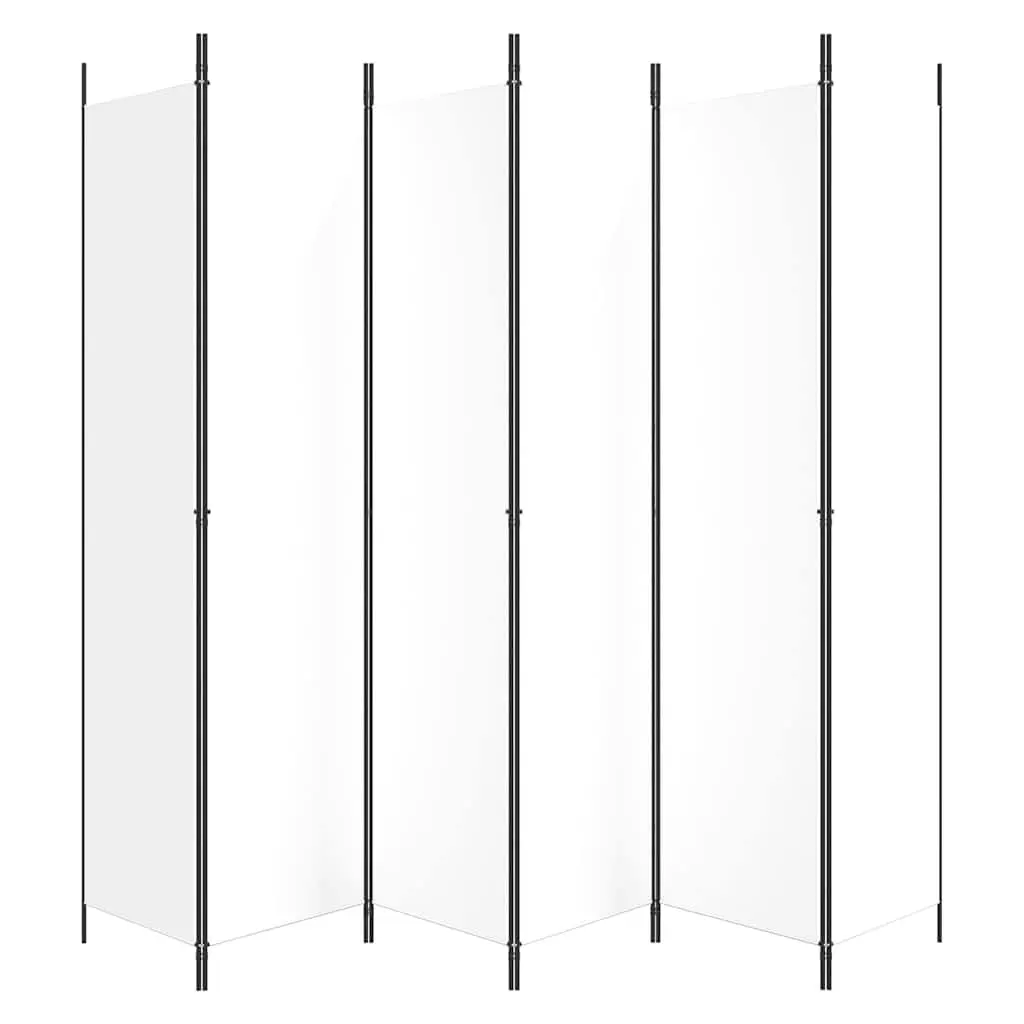6-Panel Folding Screen Room Divider in White Fabric