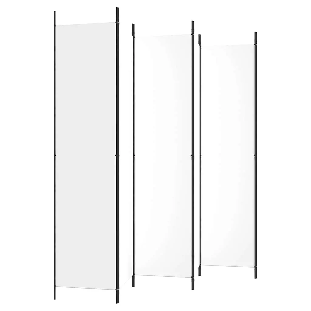 6-Panel Folding Screen Room Divider in White Fabric
