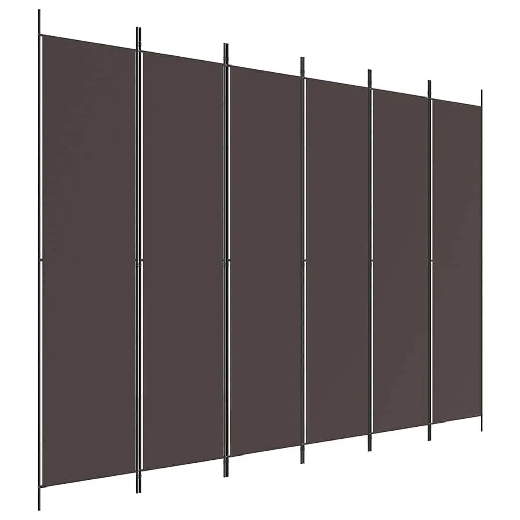 6-Panel Room Divider Brown Foldable Partition Screen Privacy Separator 300x220cm