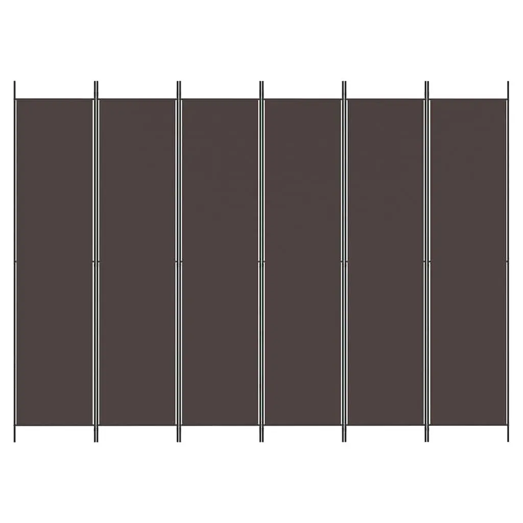 6-Panel Room Divider Brown Foldable Partition Screen Privacy Separator 300x220cm