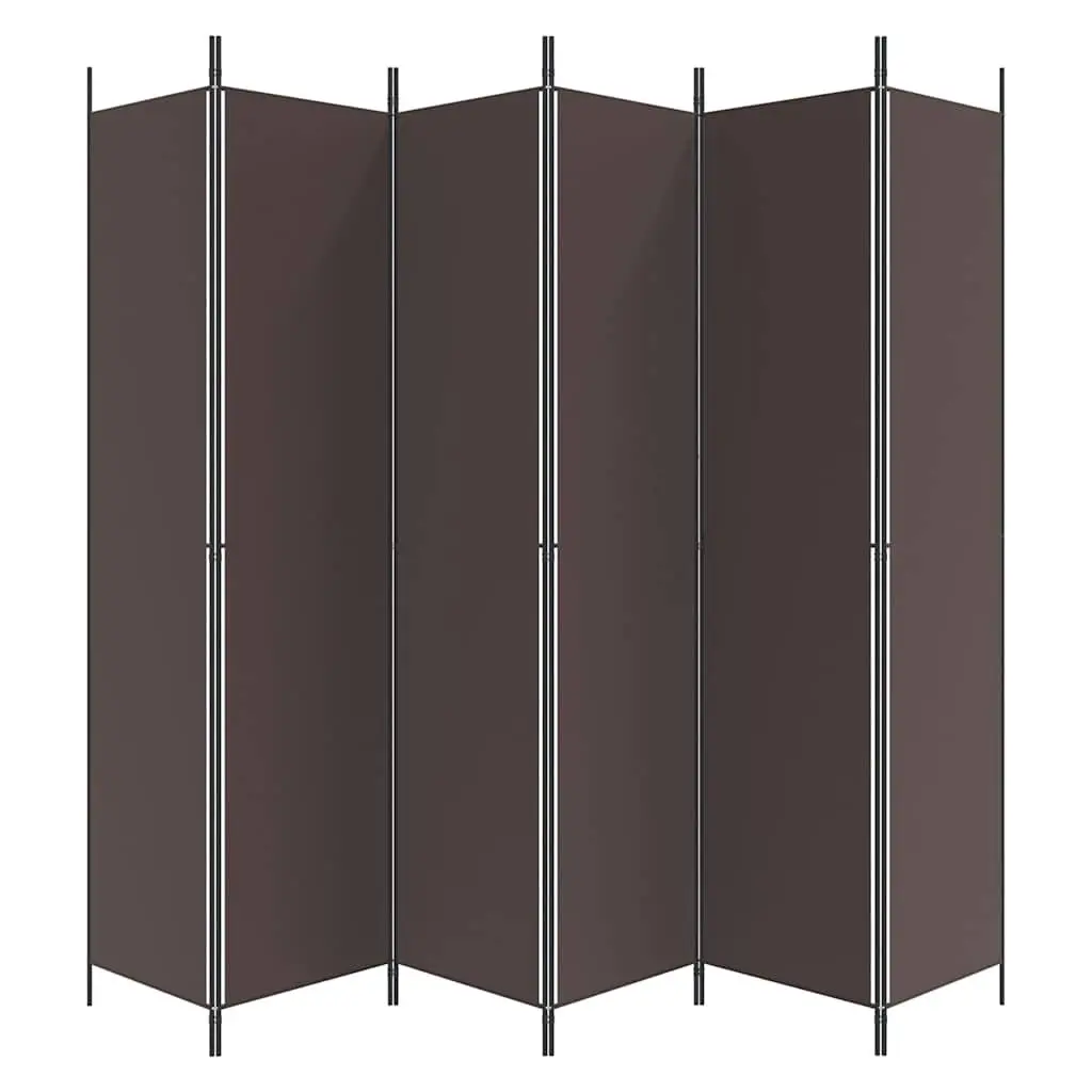 6-Panel Room Divider Brown Foldable Partition Screen Privacy Separator 300x220cm