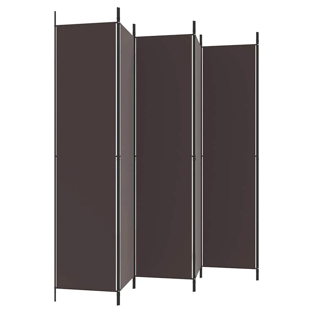 6-Panel Room Divider Brown Foldable Partition Screen Privacy Separator 300x220cm