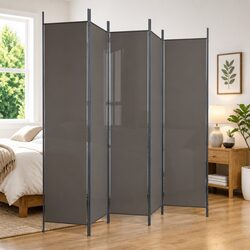 6-Panel Anthracite Room Divider with Quality Build 300x220cm