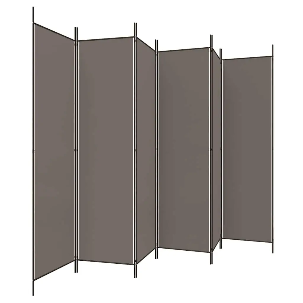 6-Panel Room Divider Anthracite Foldable Privacy Screen Partition 300x220cm