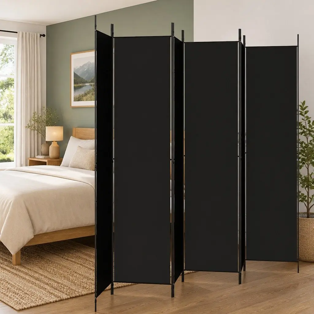 Room Divider Screen Fabric 300x220cm Foldable Black 6 Panel