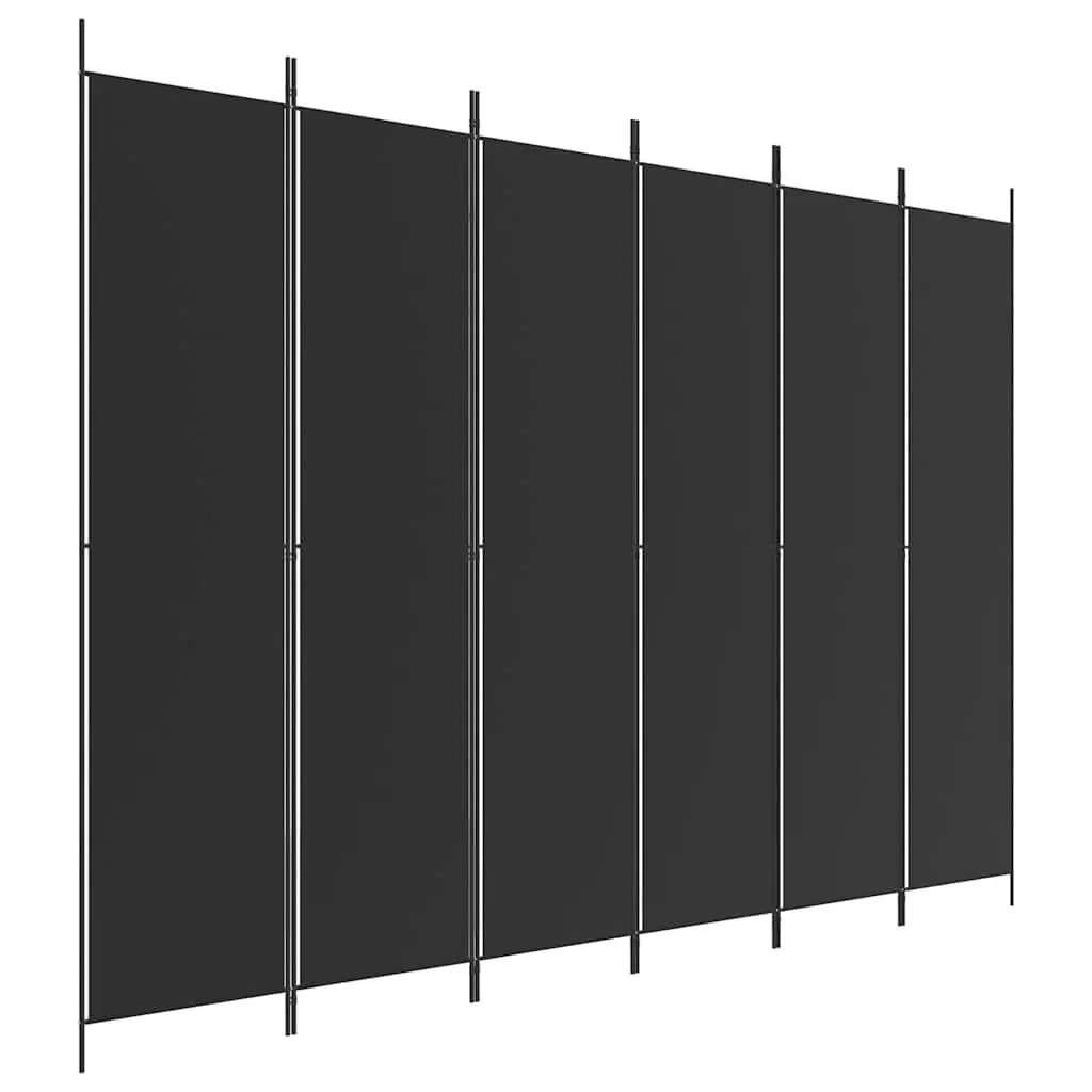Room Divider Screen Fabric 300x220cm Foldable Black 6 Panel
