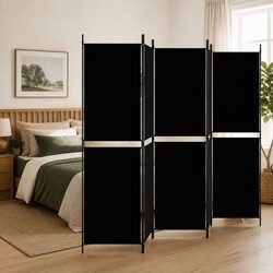Black 5-Panel Folding Privacy Screen for Room Division