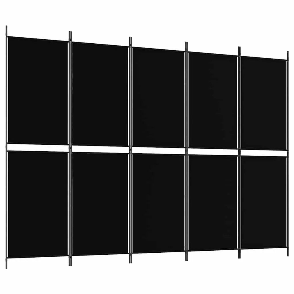 Black 5-Panel Folding Privacy Screen for Room Division
