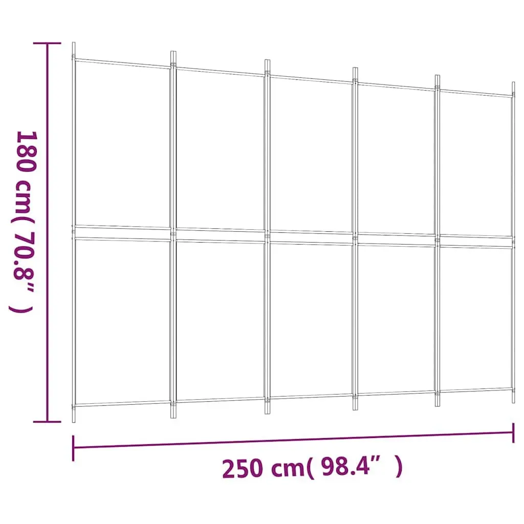 Black 5-Panel Folding Privacy Screen for Room Division