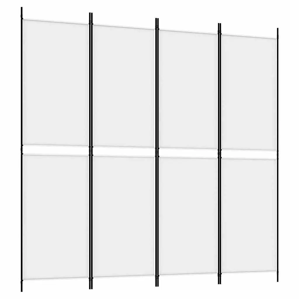 4-Panel White Fabric Room Divider Screen