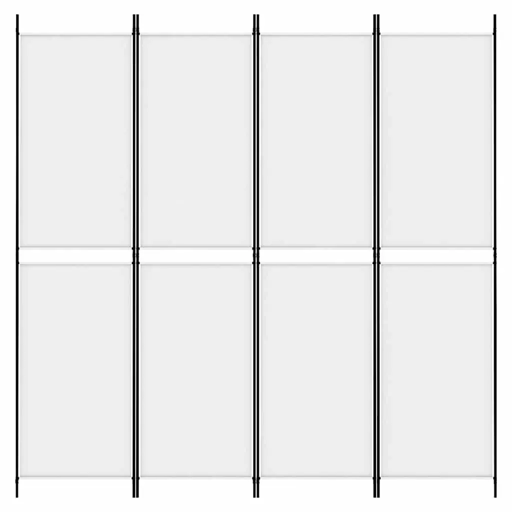 4-Panel White Fabric Room Divider Screen