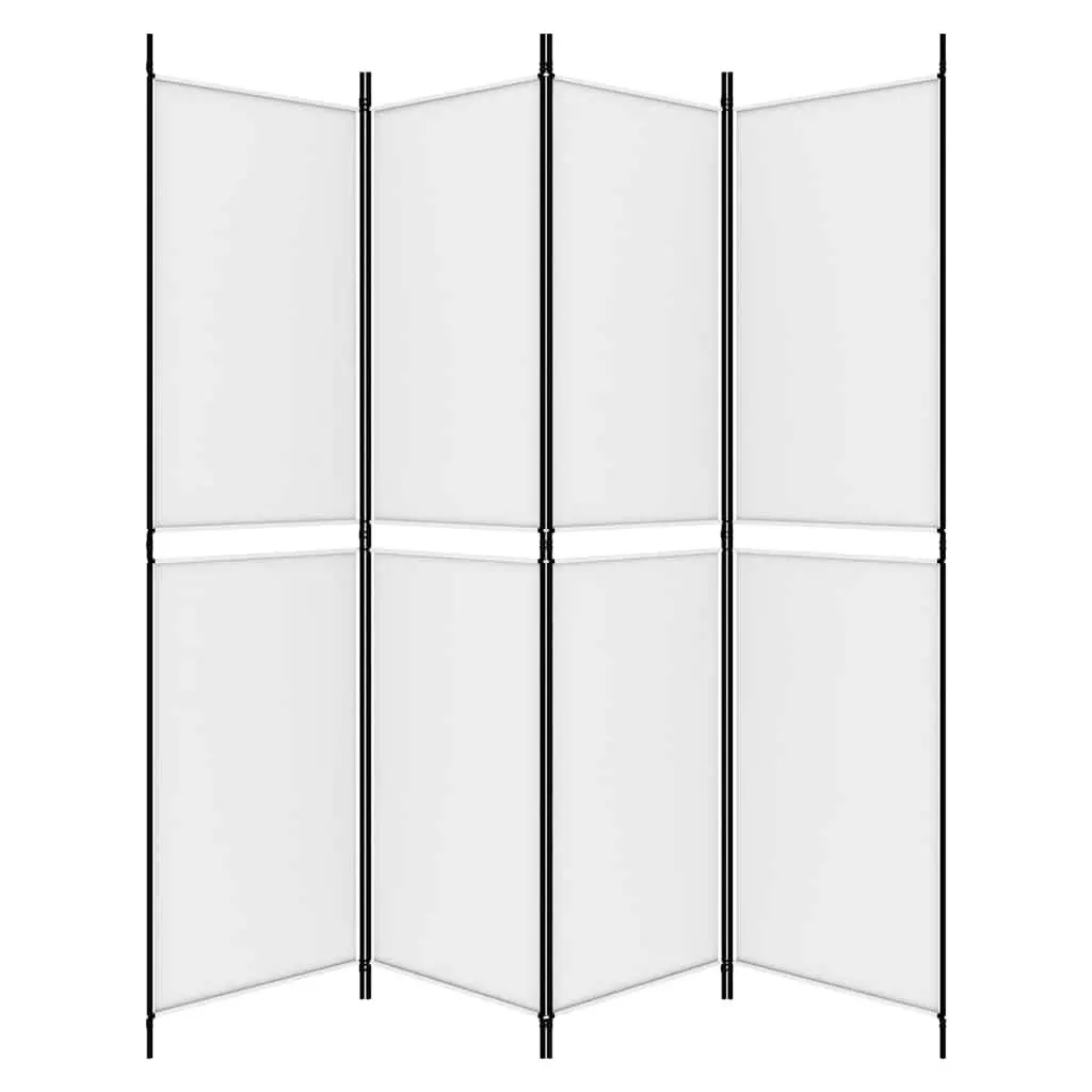 4-Panel White Fabric Room Divider Screen