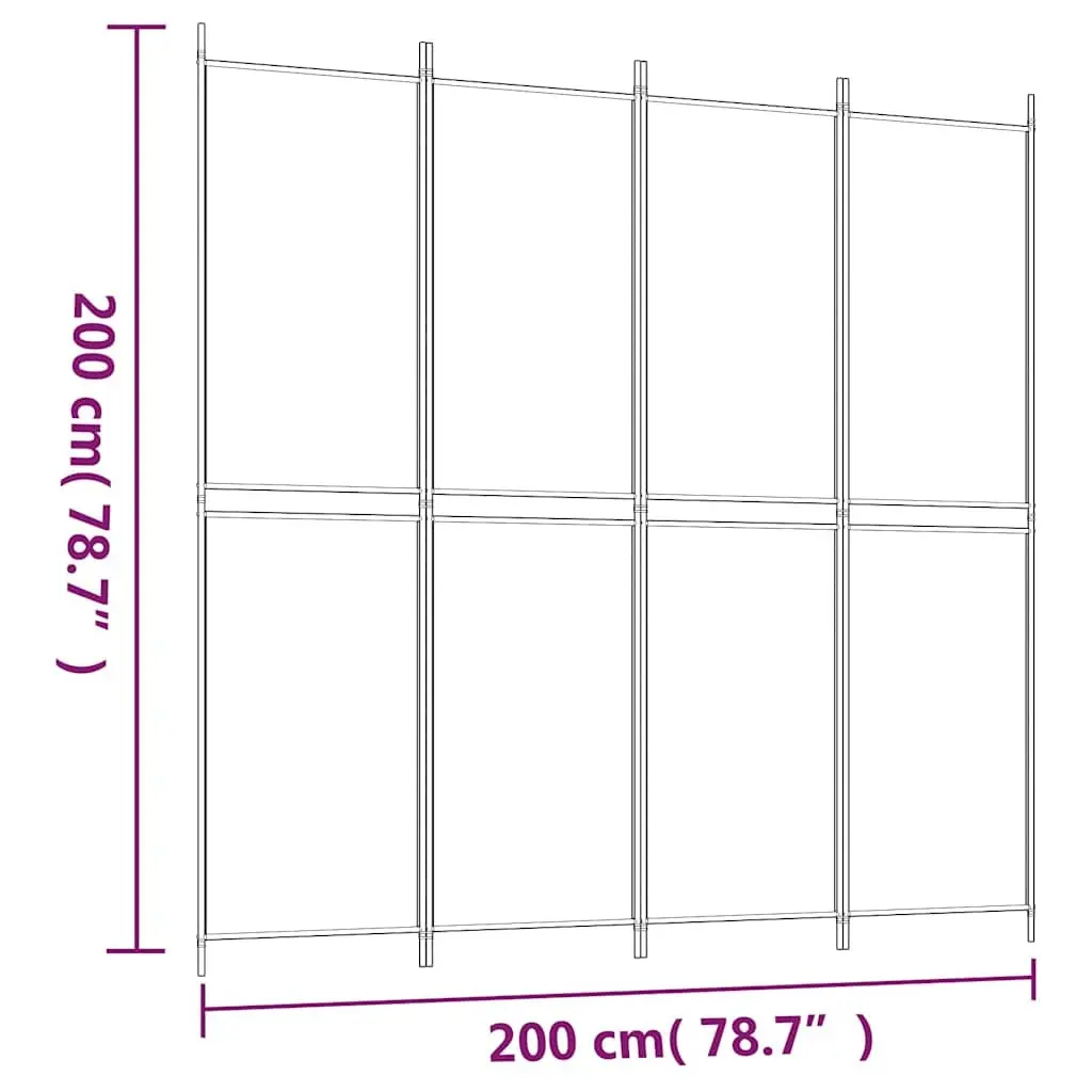 4-Panel White Fabric Room Divider Screen