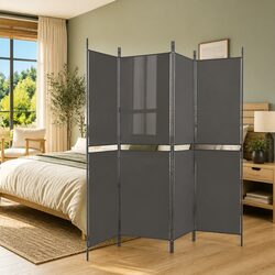 5-Panel Room Divider Anthracite Fabric Folding Partition Privacy Screen