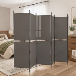 Sturdy 6-Panel Folding Room Divider in Anthracite