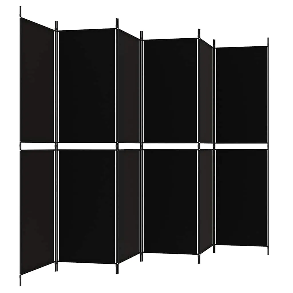 6-Panel Black Folding Room Divider with Durable Fabric
