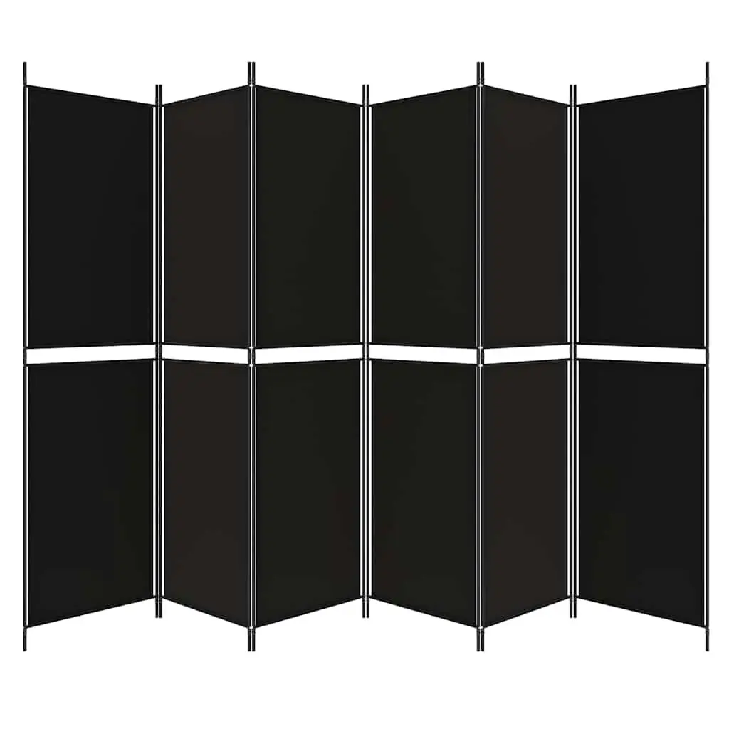 6-Panel Black Folding Room Divider with Durable Fabric