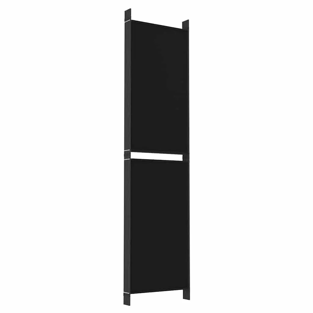 6-Panel Black Folding Room Divider with Durable Fabric