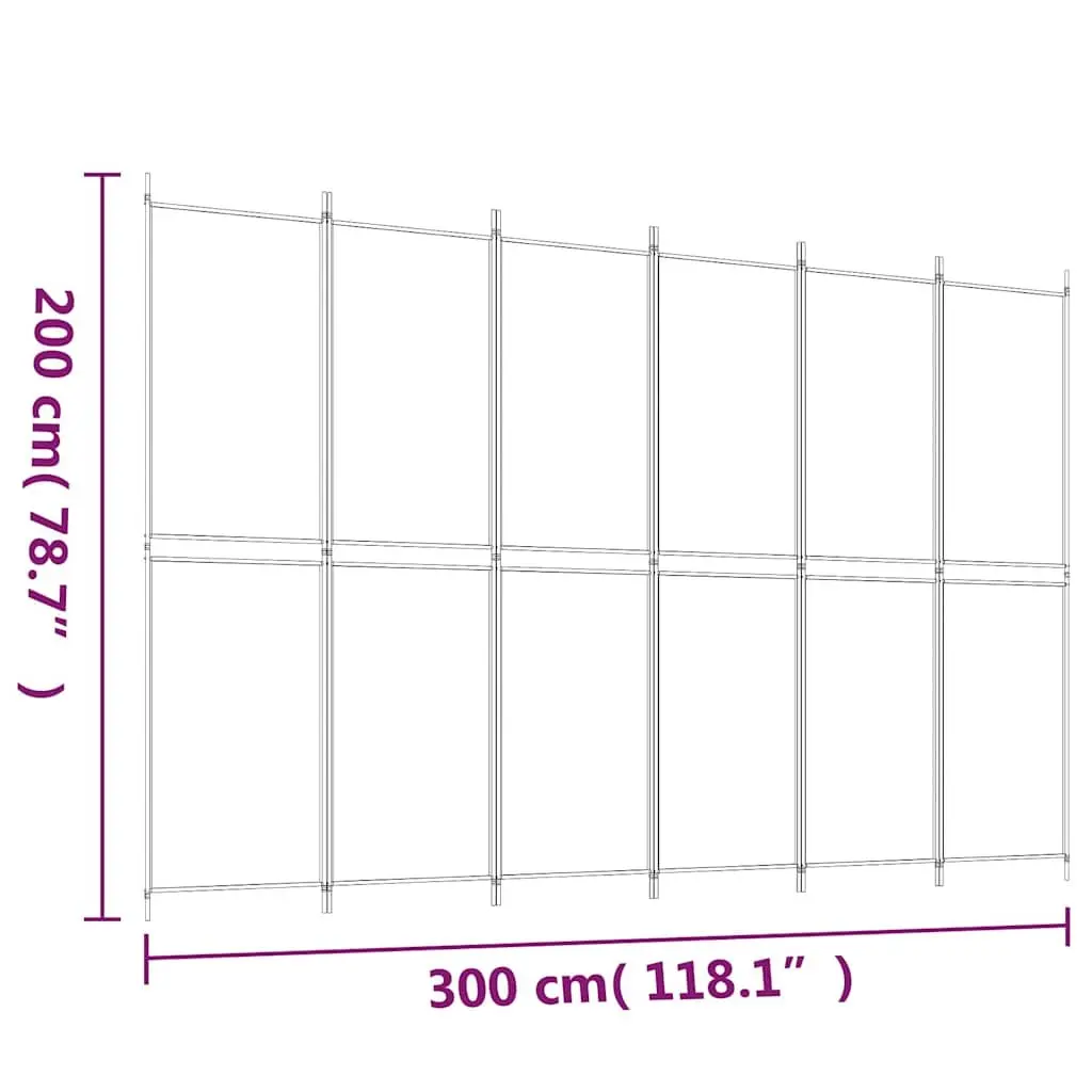 6-Panel Black Folding Room Divider with Durable Fabric