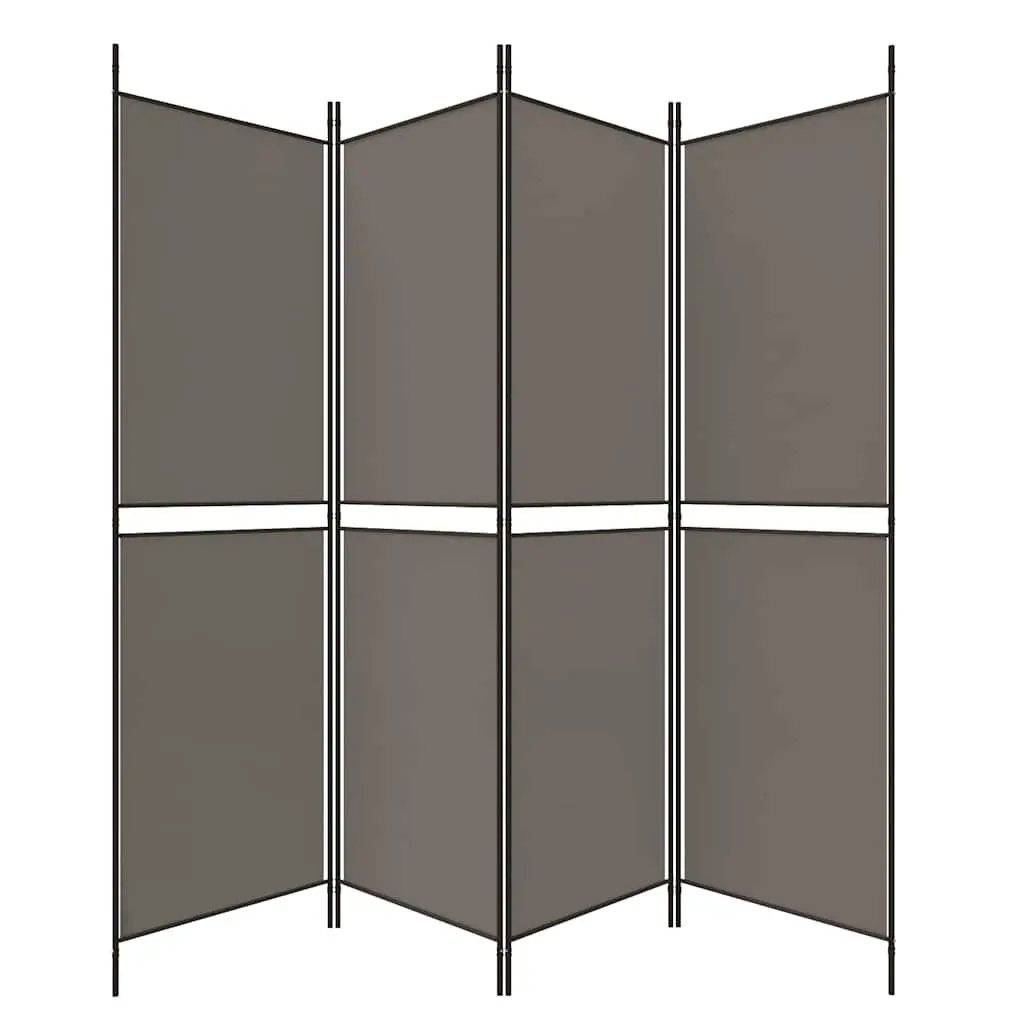 4-Panel Room Divider Anthracite Fabric Folding Privacy Screen Partition