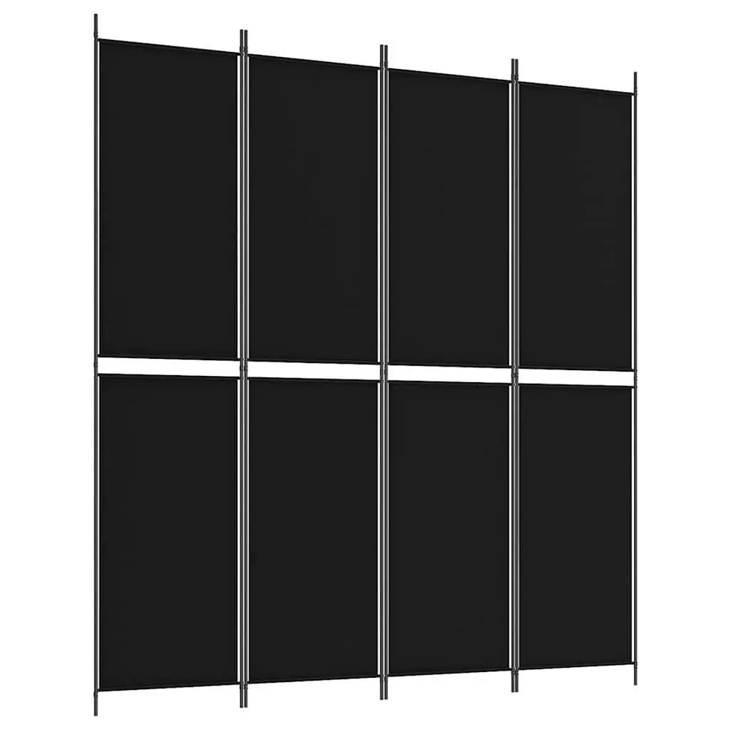 4-Panel Black Room Divider 200x220 cm