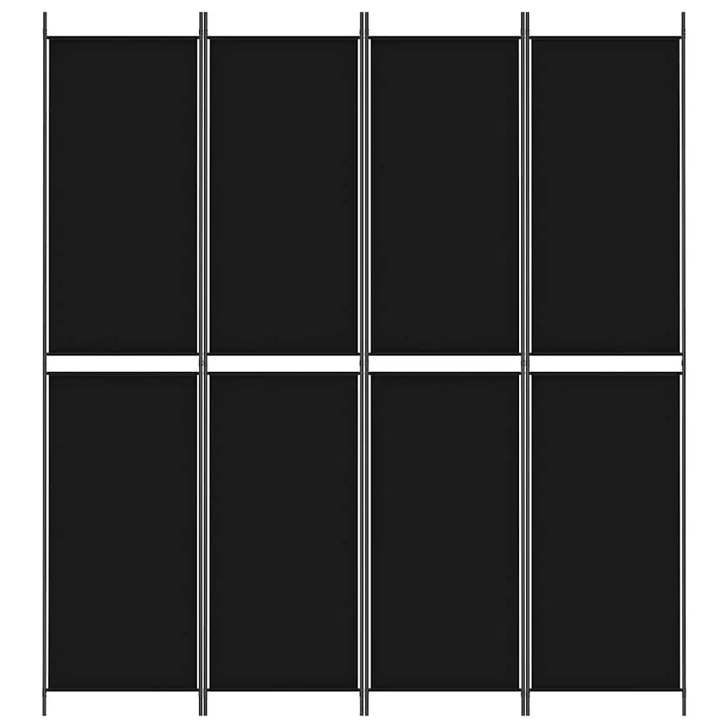 4-Panel Black Room Divider 200x220 cm