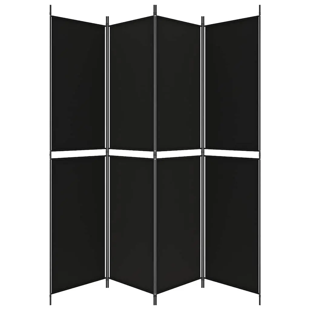 4-Panel Black Room Divider 200x220 cm