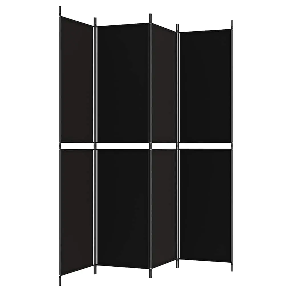 4-Panel Black Room Divider 200x220 cm