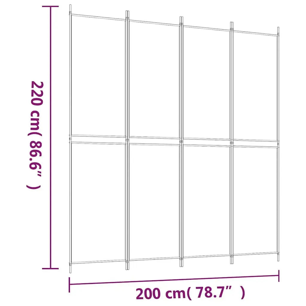 4-Panel Black Room Divider 200x220 cm