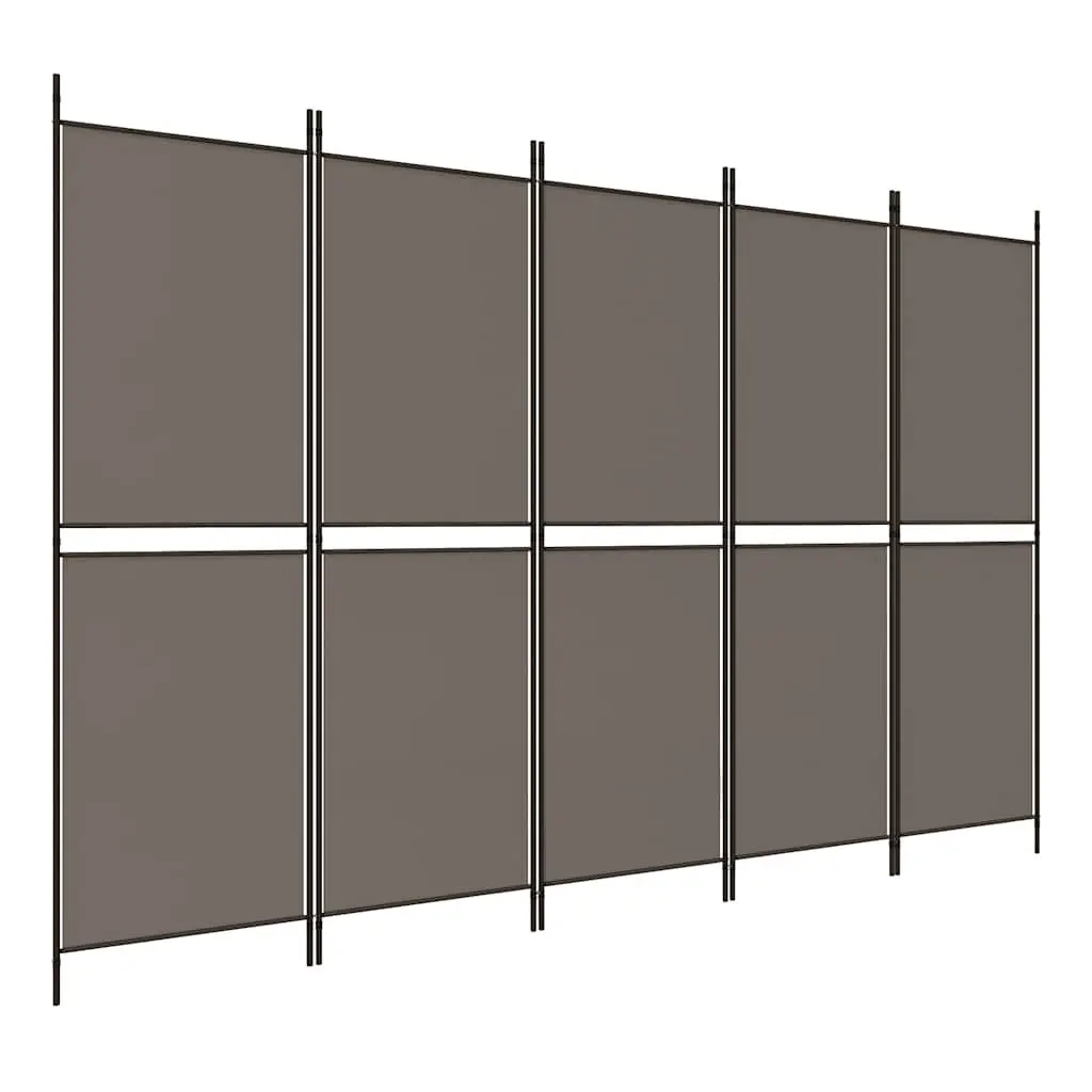 Anthracite Fabric 5-Panel Folding Room Divider