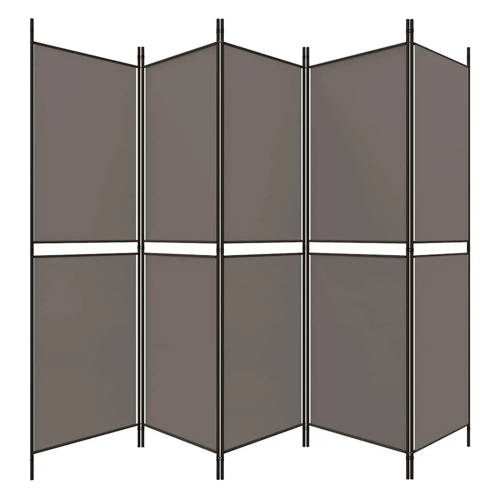 Anthracite Fabric 5-Panel Folding Room Divider