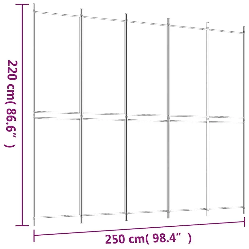 Anthracite Fabric 5-Panel Folding Room Divider