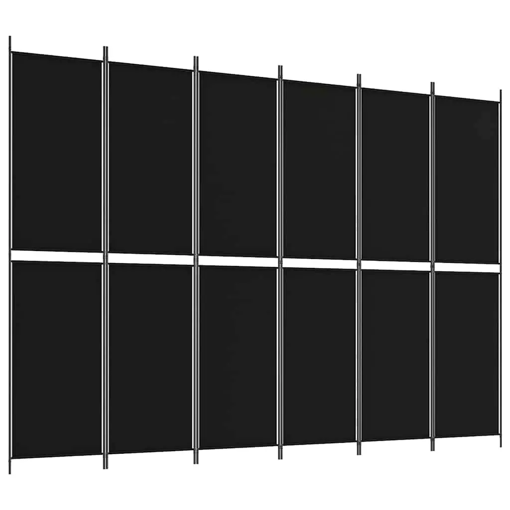 Room Divider Screen Fabric 300x220 cm Foldable Black 6 Panel