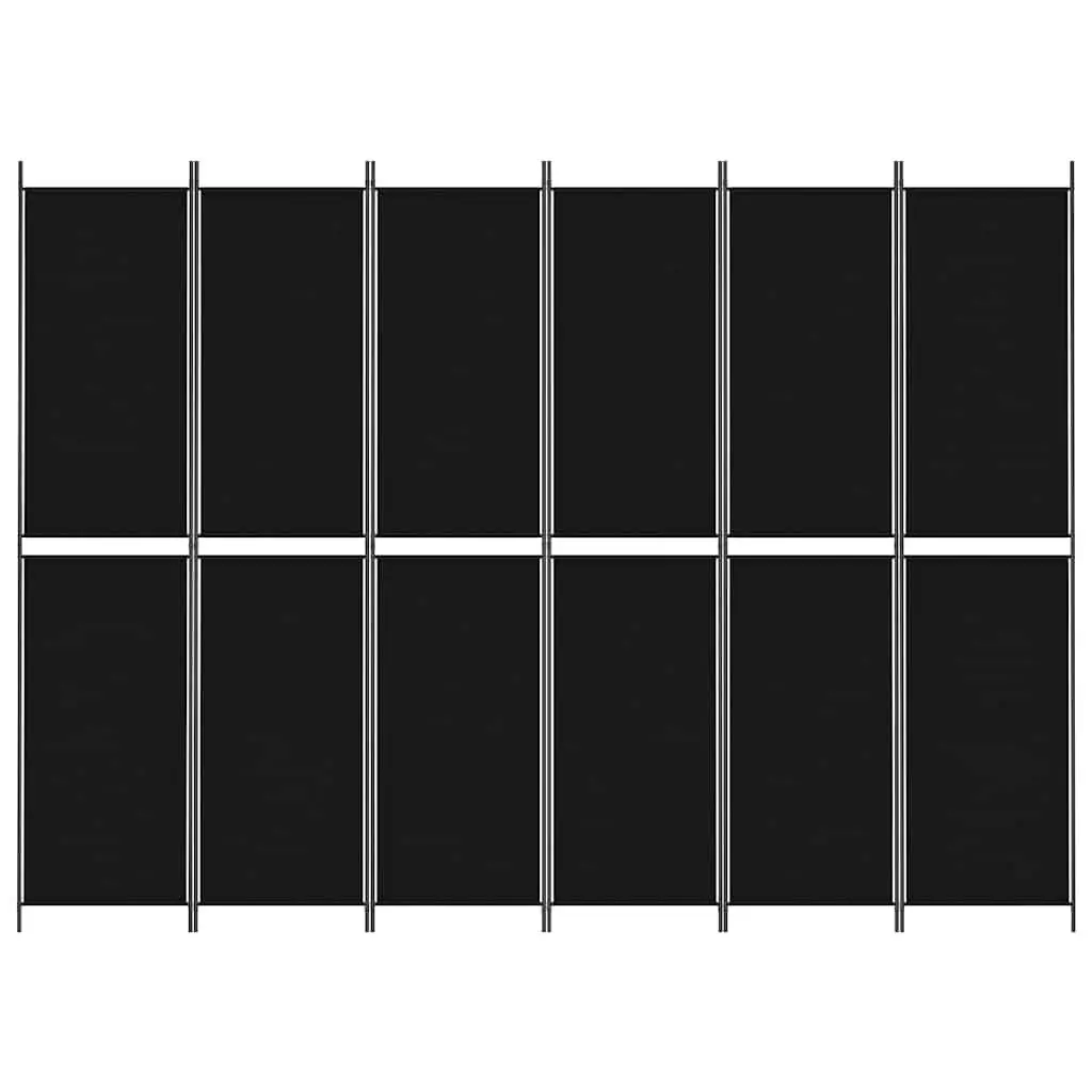Room Divider Screen Fabric 300x220 cm Foldable Black 6 Panel