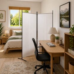 2-Panel Room Divider Screen White Foldable Partition Privacy Space Separator